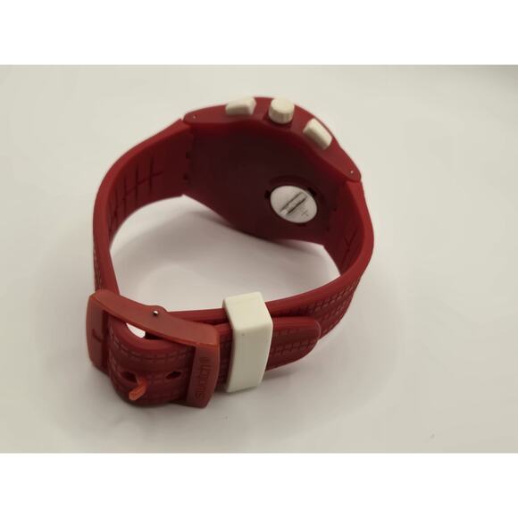 Swatch Spremuta Chronograph Red Dial Red Silicone 42mm Unisex Watch SUSR403. - Picture 12 of 12